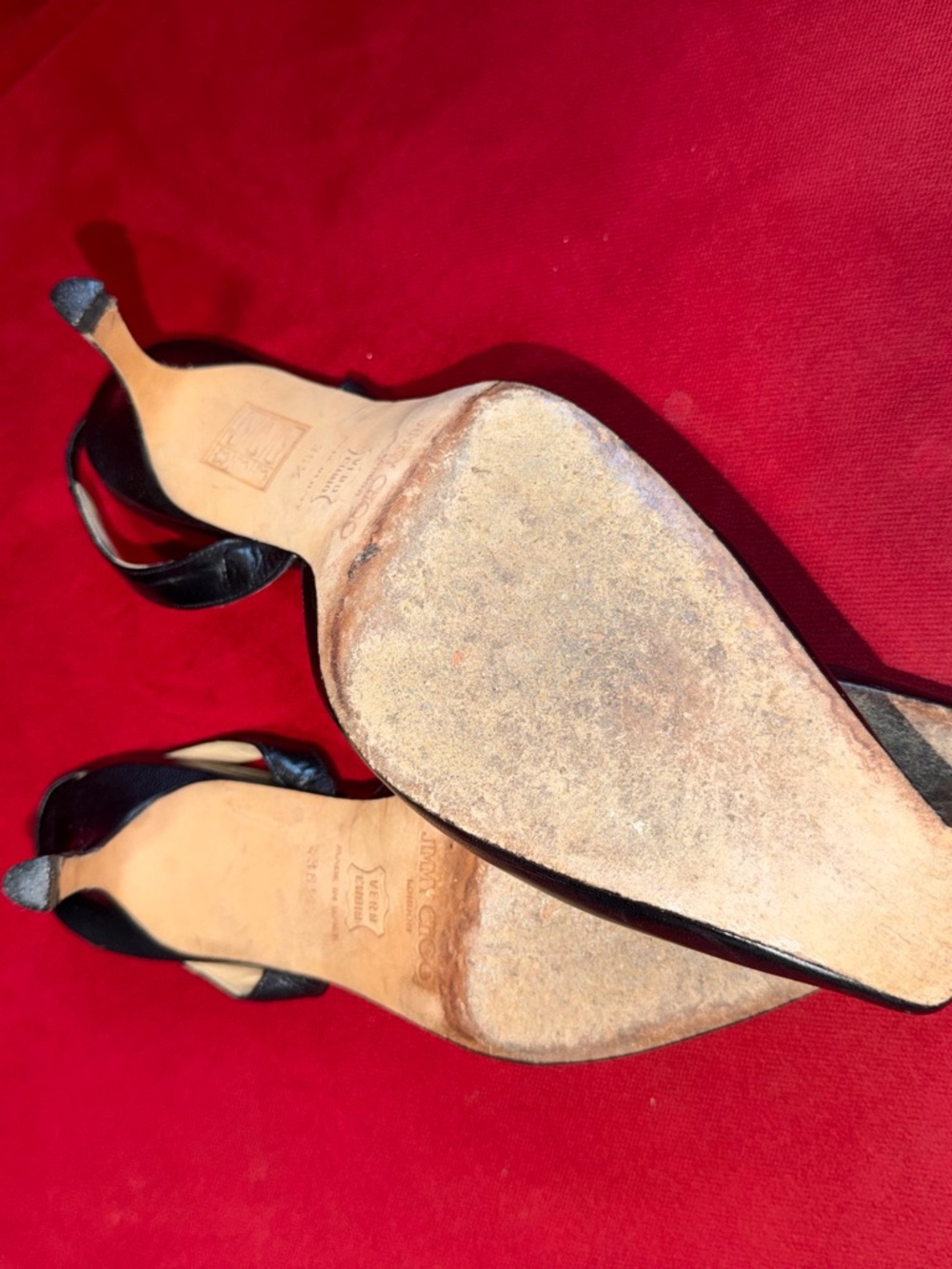Jimmy Choo Black Leather Pointed Slingback Pumps - Picture 7 of 11
